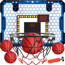 Indoor Basketball Hoop Set, over the Door Mini Hoop with 4 Balls for Kids Ages 3