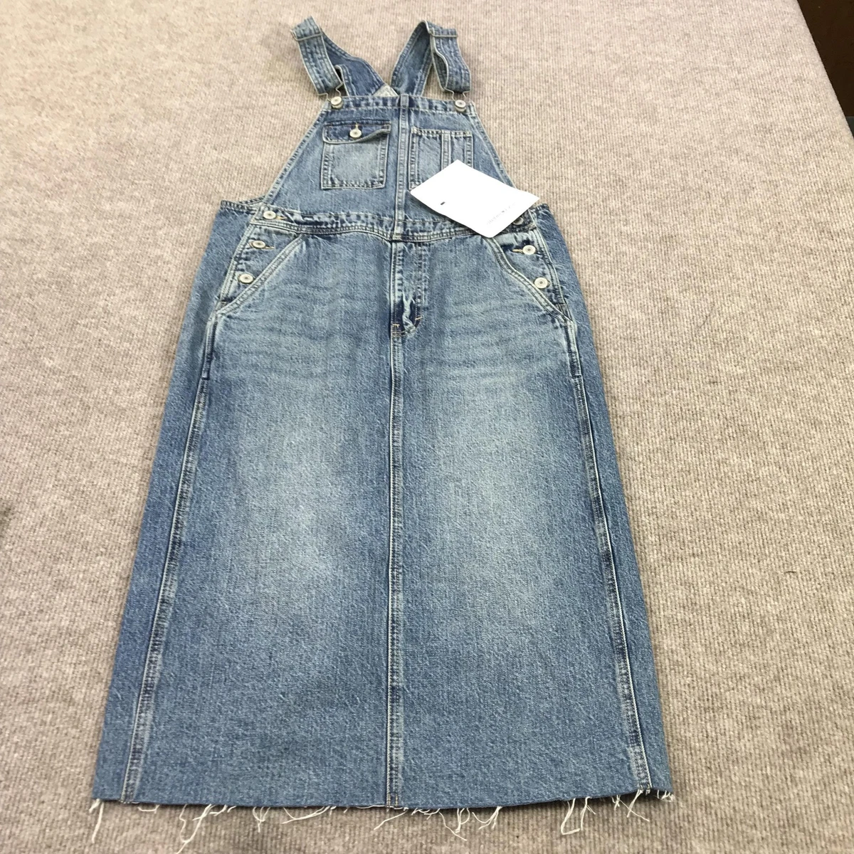 lucky legend denim overall bib dress DENIM OVERALL MIDI DRESS