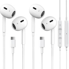 2 Packs USB C Headphones for iPhone 17/16/15 Pro Max Plus Type C Earphones wi...