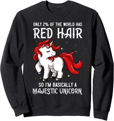 Red Hair Unicorn Redhead Funny Headed Cute Present Unisex Crewneck Sweatshirt