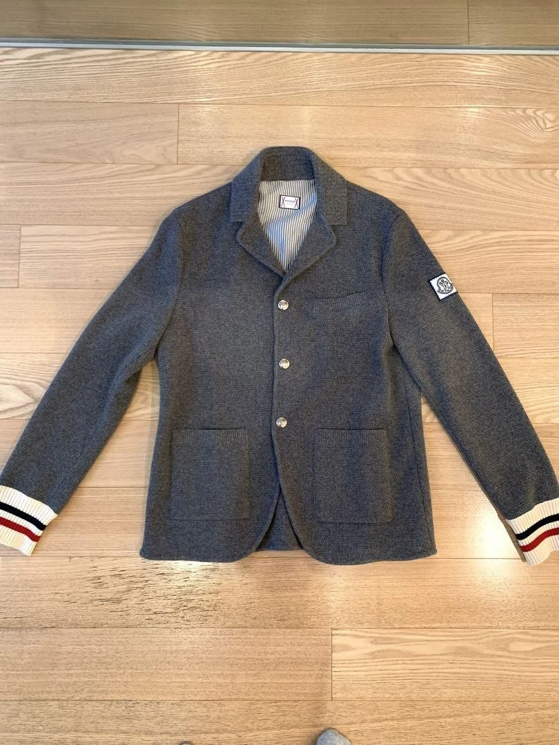 Giacca blazer maglia uomo MONCLER GAMME BLEU taglia L lana grigio classico bottoni