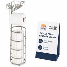 Plated Satin Nickel Freestanding Toilet Paper Holder Stand with Phone Shelf ...