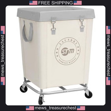 Laundry Cart with Steel Frame and Canvas Bag, 160L Capacity, Wheels