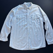 Vtg Guess Georges Marciano Shirt Mens L White Cotton Pinstripe 2 Pocket Made USA