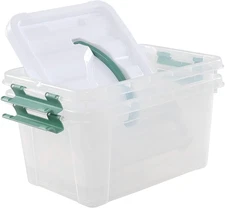 6 Quart Clear Plastic Multipurpose Lidded Storage Container Box Bin with Handle,