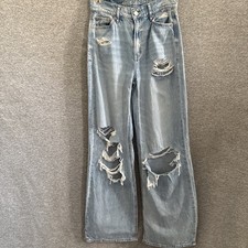 American Eagle Women's Super High Rise Baggy Wide Leg Jeans Size 0