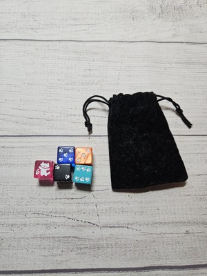 5 Pcs 15mm Resin Animal Paw CAT Dice Set - Pre-Owned - Various Colors