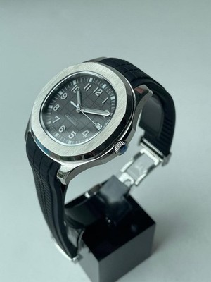 Custom Made Watch 40mm Aquatico Style Total Black - Rubber Straps - Nh38 Aut