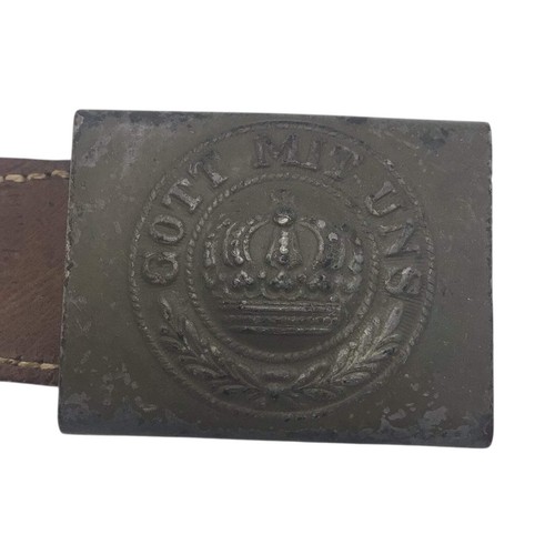 German WWI Prussian Late War Enlisted Belt Buckle with Belt – Hans Deuter Augsbu