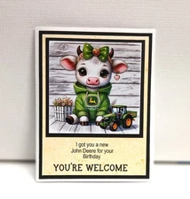Card Kit Humor "Got you a new John Deere"  total 4 w/ envelopes Male theme