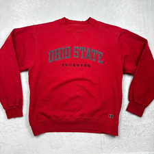 VTG Ohio State Buckeyes Sweatshirt Mens L Russell Distressed OSU Made In USA