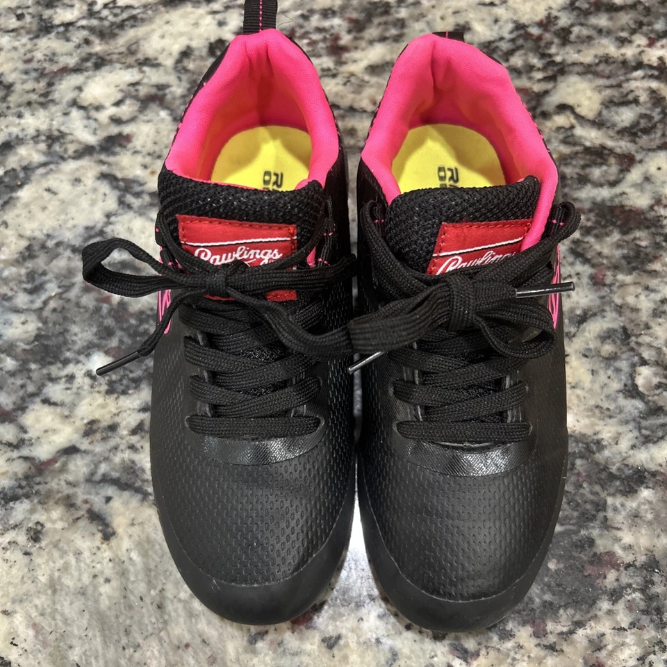 Botines de fútbol Rawlings niñas negros y rosas talla 13 D nuevos sin caja Goolflo Foto 2 de 4