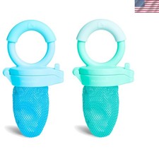 Safe Colorful Baby Food Feeder Set, 2 in U-Shape Design, Blue/Mint