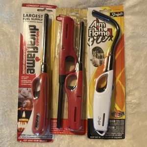 Lot Duraflame Expert Grill Scripto Aim N Flame Flex Refillable Flexible  Lig…