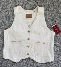 Women  s Levi Ivory Denim Vest Sz M NWT