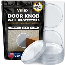 Large 2" Door Knob Wall Protectors   6 Clear Self-Adhesive Silicone Bumper Pa...
