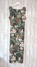 Jane Ashley Women Size Small UK 12 Tropical Floral Parrot Maxi Long Vintag Dress