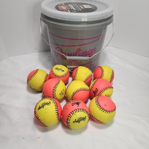 RAWLINGS Bucket Of 10x! 8U 10" Fastpitch Training PROTAC Softballs -LIGHTLY USED