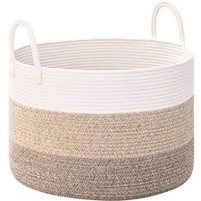 Degeyoyo 67L Large Woven Blanket Basket, Cotton Rope Baby Laundry Hamper with...