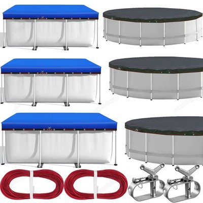 Poolabdeckung Quadrat Rund Sommer & Winter Poolplane UV-Resistente Abdeckplane 