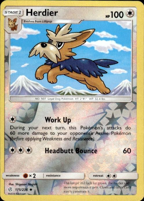 Pokemon Reverse Holo Herdier SM - Cosmic Eclipse 175/236 LP
