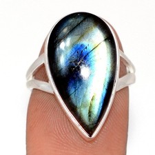 Natural Multi Fire Labradorite 925 Sterling Silver Ring Jewelry s.6.5 CR75564