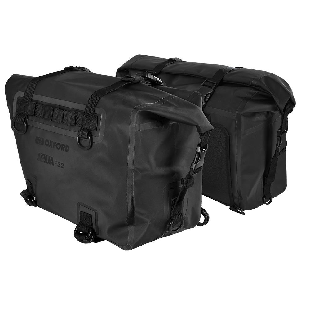 Oxford Aqua P32 Motorcycle Panniers Waterproof Motorbike Touring Saddlebag Black
