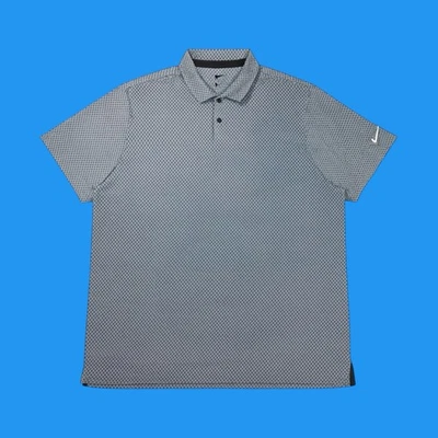 Nike Tour Mens Size 3XL B&T Dri-Fit Golf Performance Checkered Blue Polo Shirt - Image 1 of 4