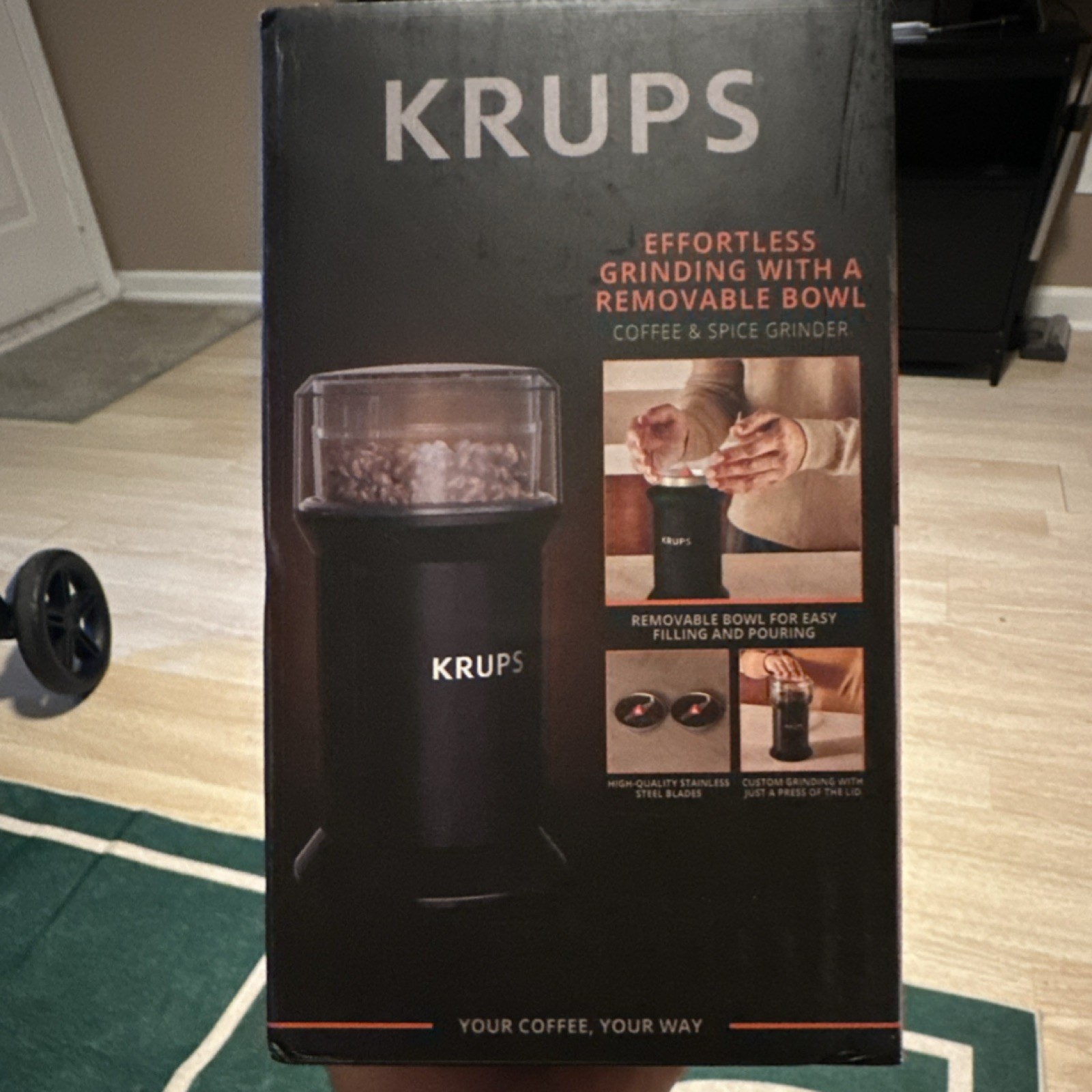 Krups GX2508U0 Electric Coffee & Spice Grinder, 150W, Black,