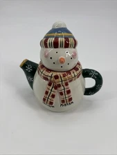Vintage Tea For One Teapot Snowman Sakura China Debbie Mumm Christmas Holiday