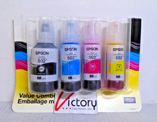 Epson EcoTank 502 Ink Refill Bottles Value Pack  Black Cyan Yellow Magenta