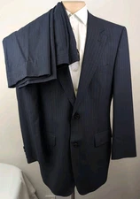 Hugo Boss Gable / Vegas Mens Navy Striped 2-Piece Suit Size 44L- W38 X 31