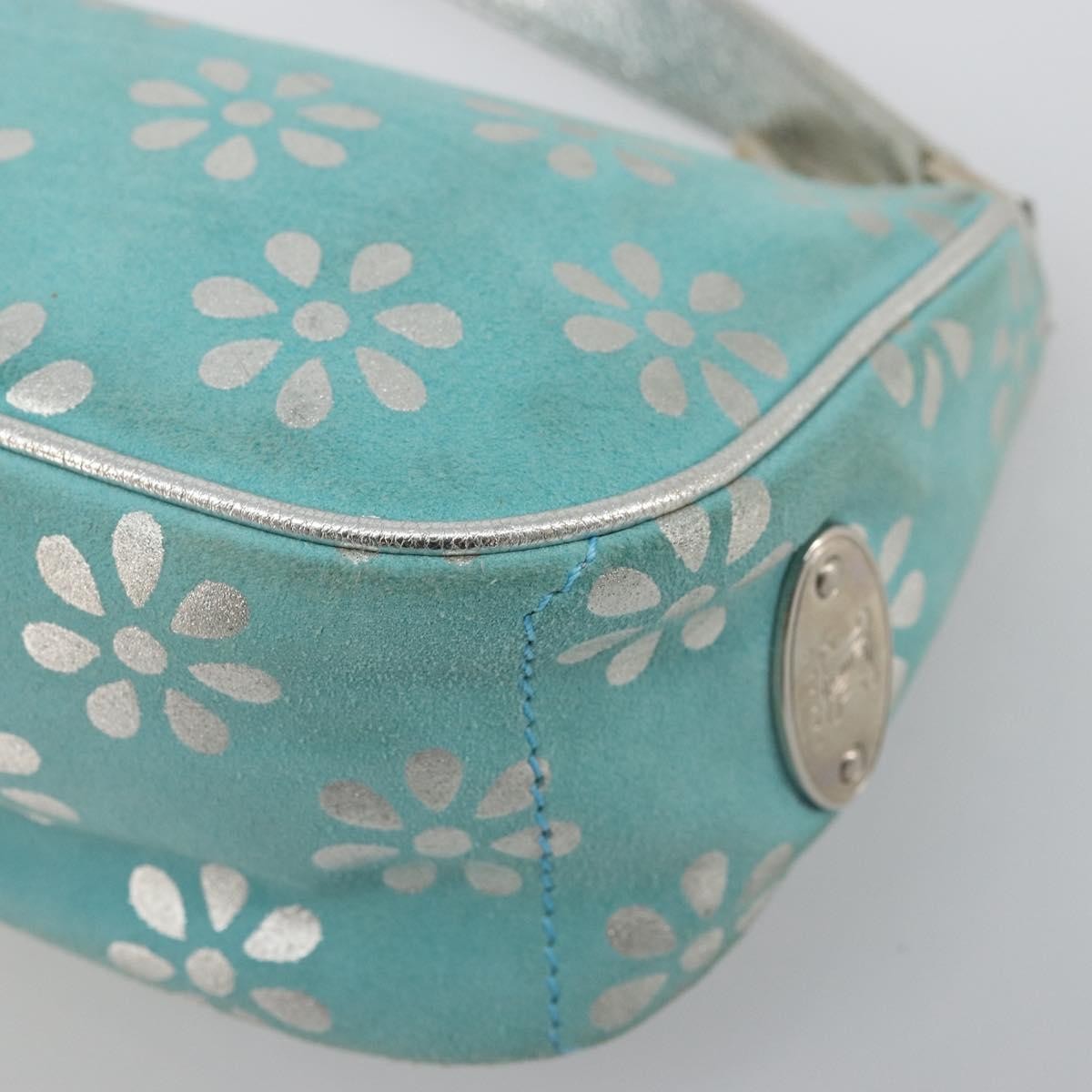 CELINE Accessory Pouch Suede Light Blue Silver Auth BAZ625A — image 15