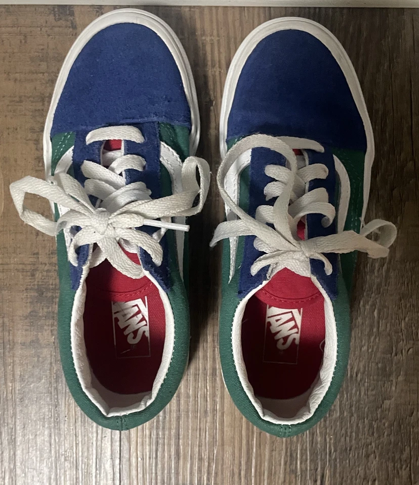 Vans Yacht Club Off The Wall Gamuza AzulVerde AmarilloRojo Zapatos EE. UU. Niños 1.5 Unisex Foto 4 de 4
