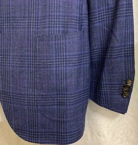 Men’s Cesare Attolini Sport Jacket 42 Dark Blue Plaid - Picture 3 of 6