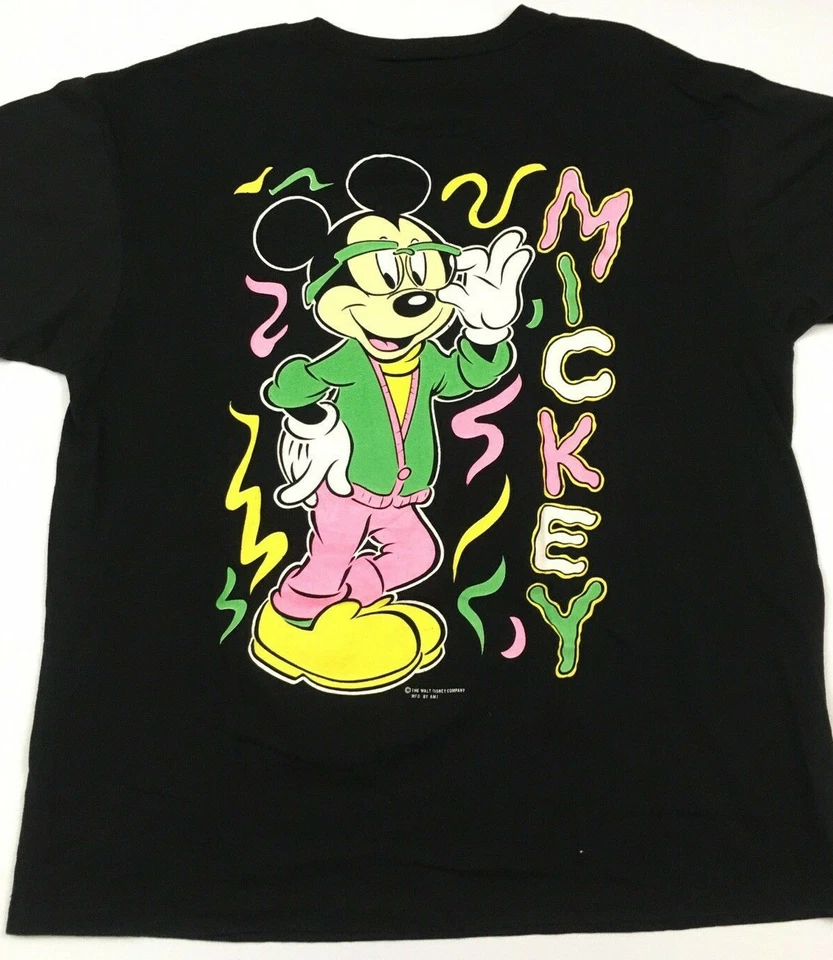 Vtg 80s Mickey Minnie Mouse T-Shirt 2 Sided Disney All Over Rap Hip Hop One Size - Image 3 of 4