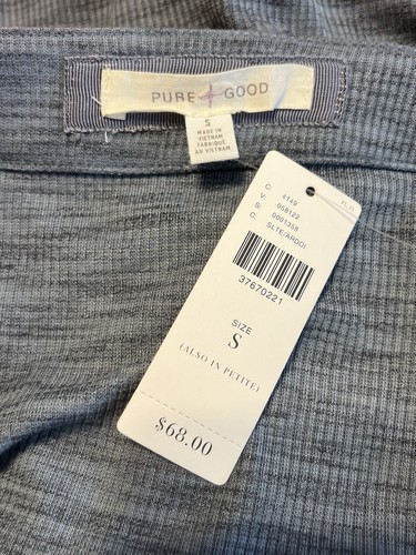 NWT Anthropologie Pure + Good Ribbed Knit Blue Marled Cowl Neck Shirt Dress SM - Picture 5 of 7