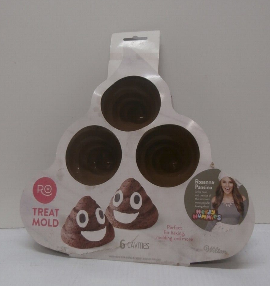 New Wilton Rosanna Pansino Brown Swirl Poop Treat Silicone Mold 6 Cavity