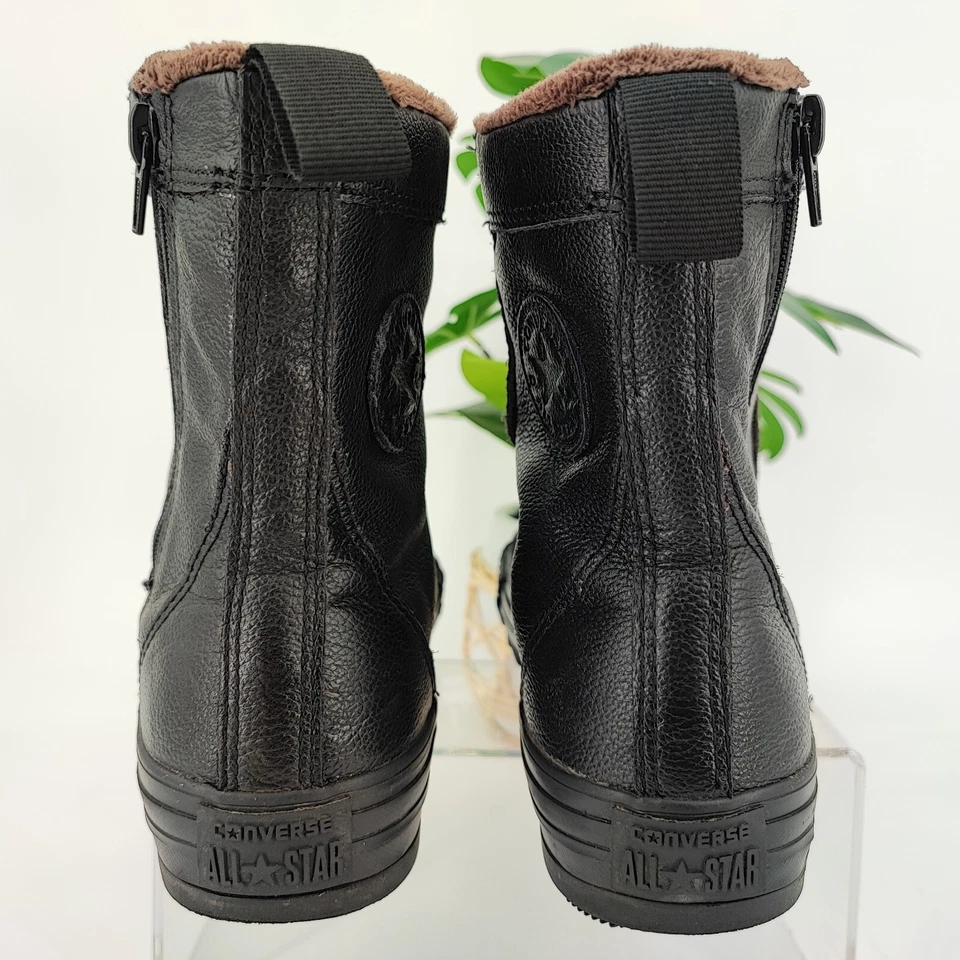 Converse Youth's CT Hi Hillcrest Black Leather Zip Boots Size 4US - Image 3 of 4