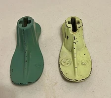 Primitive Shoe Mold Cast Iron Baby Child #1 and #2 Vintage Felt on Bottom