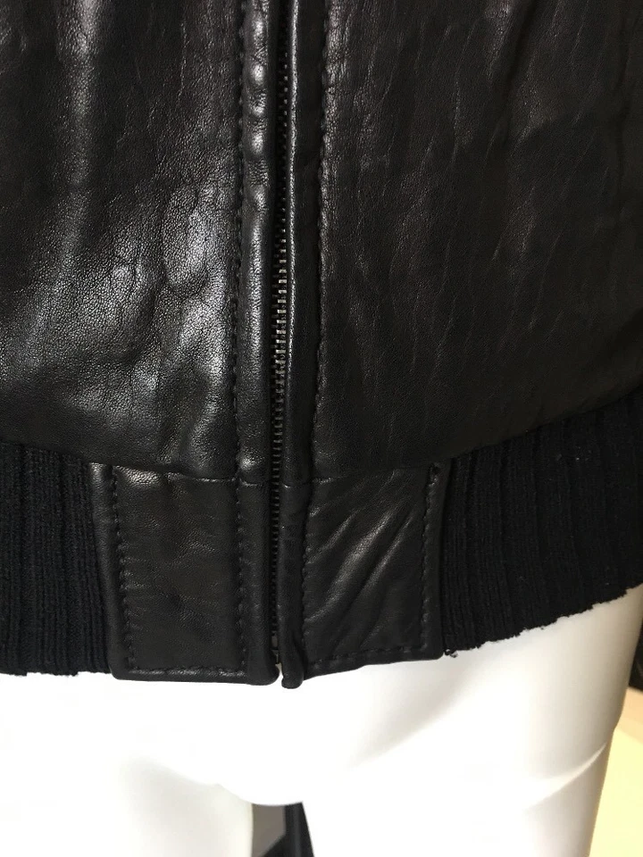 AQUA XS Black Leather Jacket With Removable Hood - Image 4 of 4