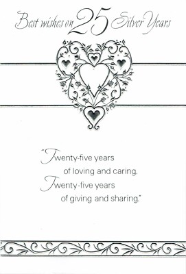Karte zum Jahrestag Silberhochzeit - 25. tolles Design mit schönen Worten