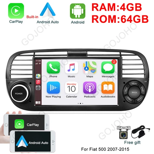 4+64GB For Fiat 500 2007-2015 Android 13 Carplay 7" Car Stereo Radio GPS Navi