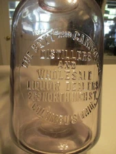 THE BOTT AND CANNON CO. DISTILLERS & WHOLESALE COLUMBUS WHISKEY JUG WOOD HANDLE