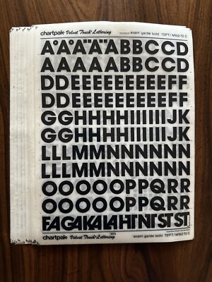 Brandneu 1980er Chartpak Velvet Touch Schriftzug Avantgarde fett 72pt M15272C