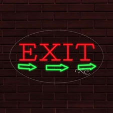 NEW "EXIT" w/ARROWS OVAL 28x16x1 INCH LED FLEX WINDOW/WALL INDOOR SIGN 34447