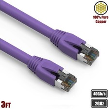 3FT Cat8 RJ45 Network LAN Ethernet S/FTP Patch Cable Copper 2GHz 40Gbps Purple