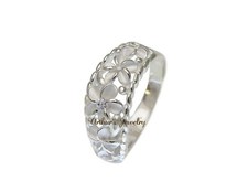 925 STERLING SILVER 5 HAWAIIAN PLUMERIA FLOWER CURVE STYLE RING