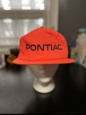 Vintage 90s Pontiac Hat Bright Orange Nylon USA Made Racing Sport Automotive