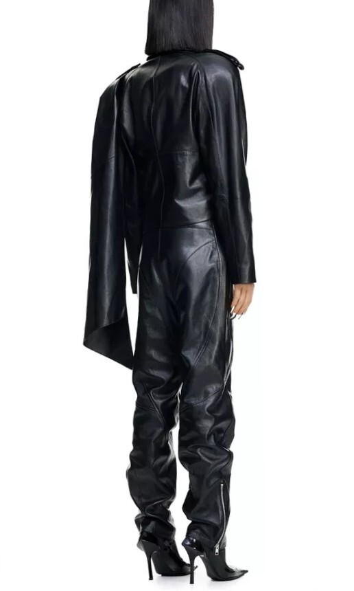 MUGLER X H&M Wrap Cape Scarf Detail Leather Crop Biker